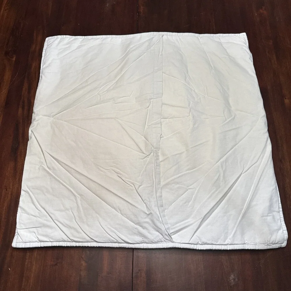 Pottery Barn EURO Pillow Sham Chambray Blue Cloud Quilted Stitched Linen Bedding